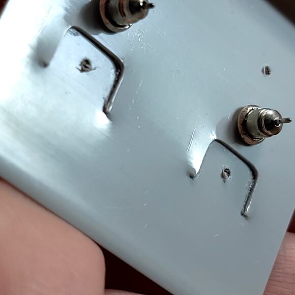 Red Square Stud Earrings with Gold Trim, Bold Retro Statement Jewelry for Women - Picture 8 of 10